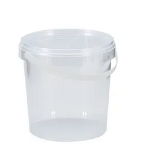 PLASTIC BUCKET WITH SNAP ON LID available in 1LTR, 2.2LTR & 5LTR in BLACK, CLEAR & WHITE
